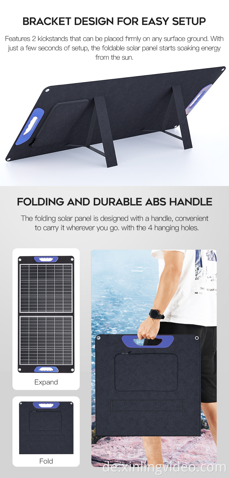 Tragbares Solarpanel für Kraftstation Falten Sie Perc Cell Ladegerät mit USB -Ausgaben Solar PV -Module Mono -Batteriehersteller